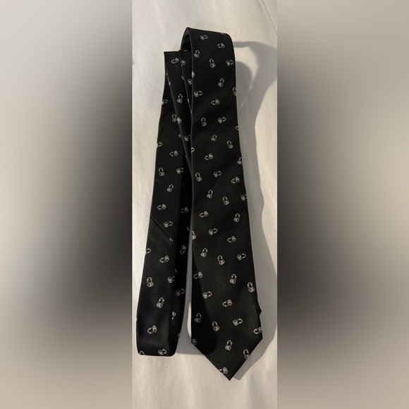 Headphones Tie with Black and Silver Headphones Novelty Print. DJ vibes. SKU8 - Picture 1 of 4